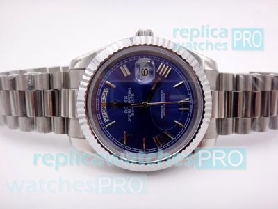 Copy Rolex President Day-Date Blue Dial Stainless Steel Case Watch